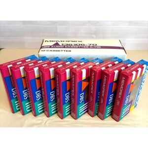 Vintage Memorex DBS C-110 Audio Cassette Tapes NEW SEALED 9-Pack Type I (w Box)